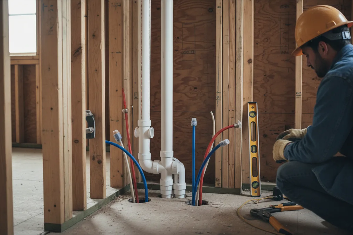 Drain and supply rough-in during Drain Cleaning in Demarest