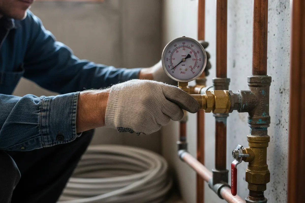 Pressure testing a repaired line during Water Line Repair in Demarest